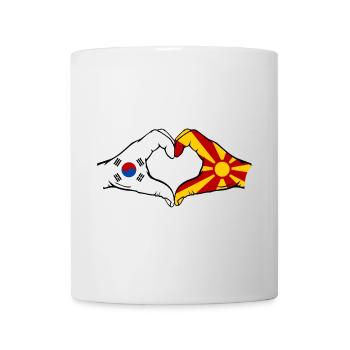 Südkorea Mazedonien Flagge Hände Herzform - Tasse - Weiß - Vorne