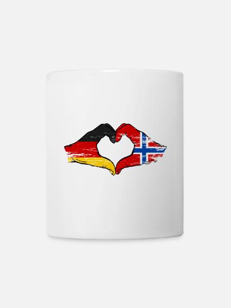 Deutschland Norwegen Flagge Hände Herzform used - Tasse - Weiß