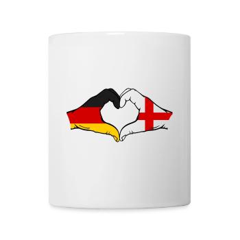 Deutschland England Flagge Haende Herzform - Tasse - Weiß - Vorne
