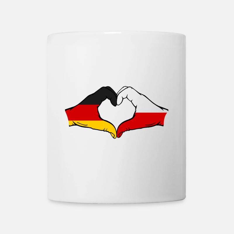 Allemagne Pologne Drapeau Mains Coeur Forme - Mug blanc - blanc
