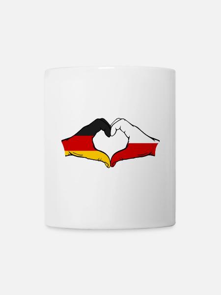Deutschland Polen Flagge Hände Herzform - Tasse - Weiß