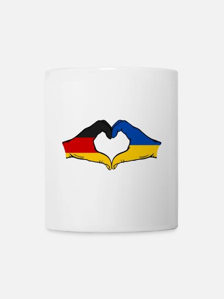 Deutschland Ukraine Flagge Hände Herzform - Tasse - Weiß