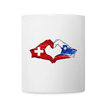 Suisse Slovénie drapeau mains forme de coeur utilisé - Mug blanc - blanc - Devant
