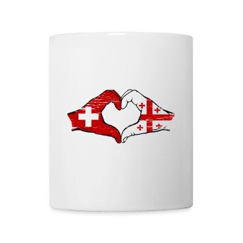 Suisse Drapeau Géorgie mains forme de coeur utilisé - Mug blanc - blanc - Devant