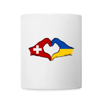 Switzerland Ukraine Flag Hands Heart Shape - Mug - white - Front