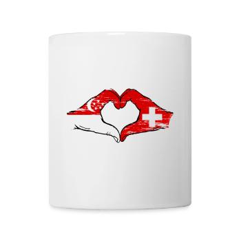 Singapour Suisse Drapeau Mains Coeur Forme Utilisé - Mug blanc - blanc - Devant