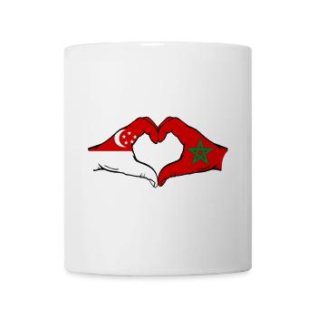 Singapour Maroc Drapeau Mains Coeur Forme - Mug blanc - blanc - Devant