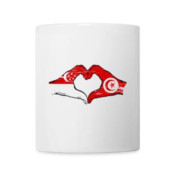 Singapour Tunisie drapeau mains forme coeur utilisé - Mug blanc - blanc - Devant