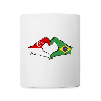 Singapour Brésil Drapeau Mains Coeur Forme - Mug blanc - blanc - Devant
