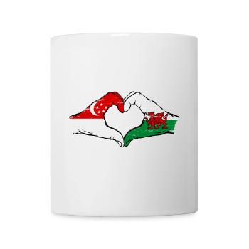Singapour Drapeau Pays de Galles mains forme de coeur utilisé - Mug blanc - blanc - Devant