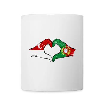 Singapour Portugal Drapeau Mains Coeur Forme Utilisé - Mug blanc - blanc - Devant