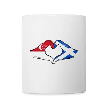 Singapore Scotland flag hands heart shape used - Mug - white - Front