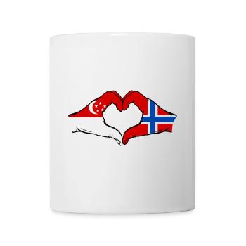 Singapore Norway Flag Hands Heart Shape - Mug - white - Front
