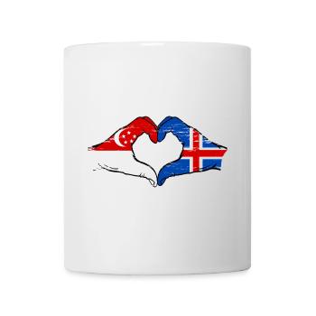 Singapore Iceland flag hands heart shape used - Mug - white - Front