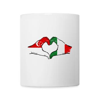 Singapore Italy Flag Hands Heart Shape Used - Mug - white - Front