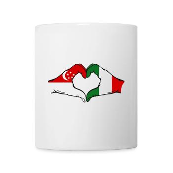 Singapore Italy Flag Hands Heart Shape - Mug - white - Front