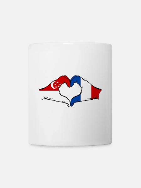 Singapour France Drapeau Aiguilles Forme Coeur - Mug blanc - blanc