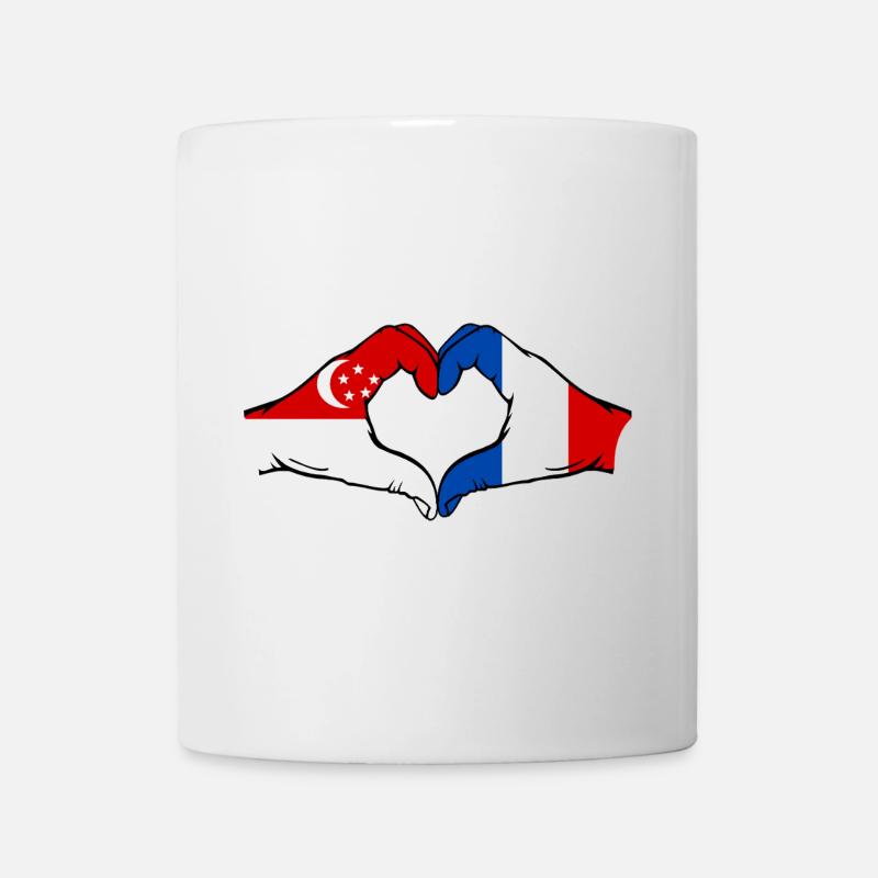 Singapour France Drapeau Aiguilles Forme Coeur - Mug blanc - blanc