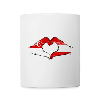 Singapore Austria Flag Hands Heart Shape Used - Mug - white - Front