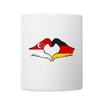 Singapore Germany Flag Hands Heart Shape - Mug - white - Front