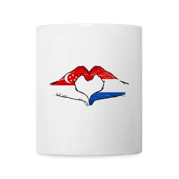 Singapour Hollande drapeau mains forme coeur utilisé - Mug blanc - blanc - Devant