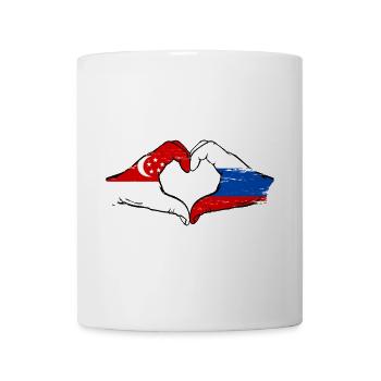 Singapore Russia Flag Hands Heart Shape Used - Mug - white - Front