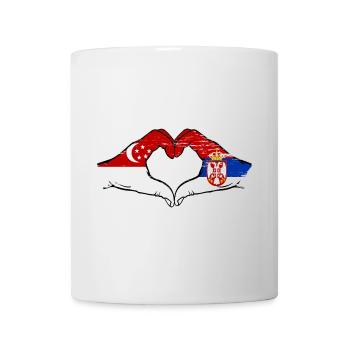 Singapour Serbie drapeau mains forme de coeur utilisé - Mug blanc - blanc - Devant