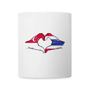 Singapour Drapeau de la Thaïlande Mains Coeur Forme - Mug blanc - blanc - Devant
