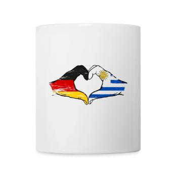 Allemagne Uruguay drapeau mains coeur utilisé - Mug blanc - blanc - Devant