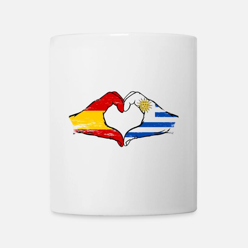 Spanien Uruguay Flagge Hände Herzform used - Tasse - Weiß