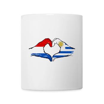 Hollande Uruguay Drapeau Mains Coeur Utilisé - Mug blanc - blanc - Devant