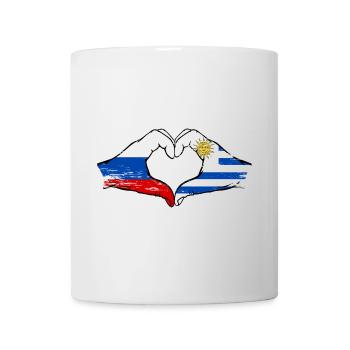 Russie Uruguay Drapeau Mains Coeur Forme Utilisé - Mug blanc - blanc - Devant