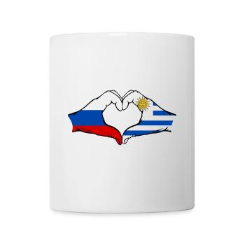 Russland Uruguay Flagge Hände Herzform - Tasse - Weiß - Vorne