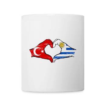 Turkey Uruguay Flag Hands Heart Shape Used - Mug - white - Front