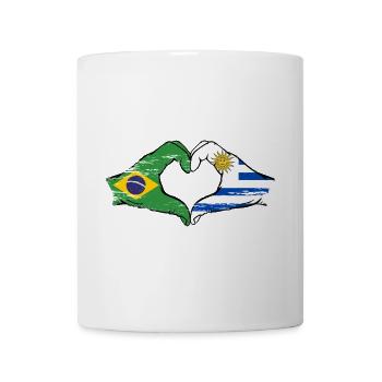 Brazil Uruguay flag hands heart shape used - Mug - white - Front