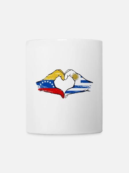 Venezuela Uruguay Flagge Hände Herzform used - Tasse - Weiß