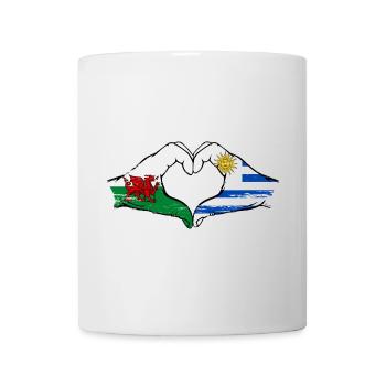 Pays de Galles, drapeau de l’Uruguay, mains, forme de coeur utilisé - Mug blanc - blanc - Devant