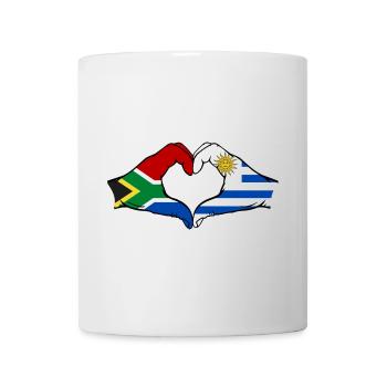 Südafrika Uruguay Flagge Hände Herzform - Tasse - Weiß - Vorne
