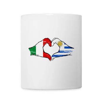 Italie Uruguay drapeau mains forme coeur utilisé - Mug blanc - blanc - Devant