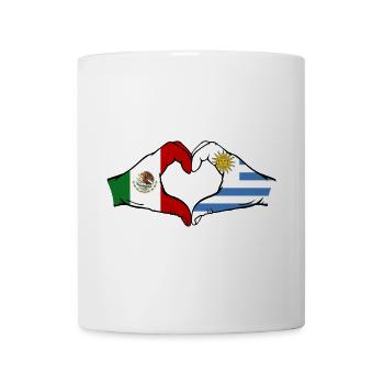 Mexico Uruguay flag hands heart shape used - Mug - white - Front