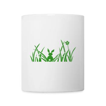 Bunny, Lapin, lapin, prairie, fleurs, herbe, gazon - Mug blanc - blanc - Devant