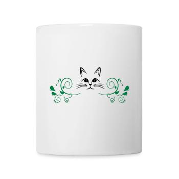 Katze zwischen Girlanden - Tasse - Weiß - Vorne