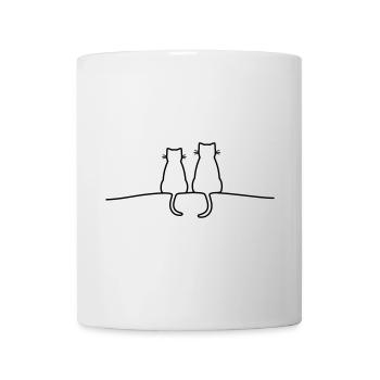 Katzen Silhouette Pärchen Geschenkidee - Tasse - Weiß - Vorne