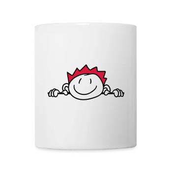 verstecken wand mauer gesicht kopf kind gemalt kri - Tasse - Weiß - Vorne