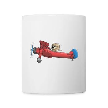 Lion mignon dans l'avion - Mug blanc - blanc - Devant