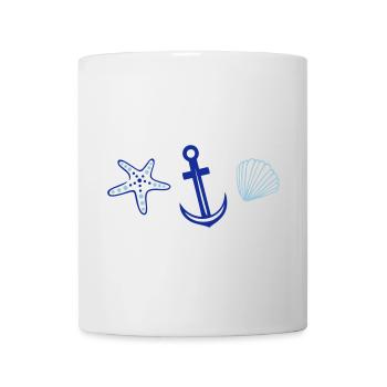 Anker mit Seestern und Muschel. - Tasse - Weiß - Vorne