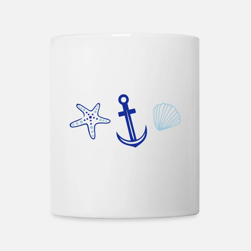 Ancre avec les étoiles de mer et le coquillage. - Mug blanc - blanc
