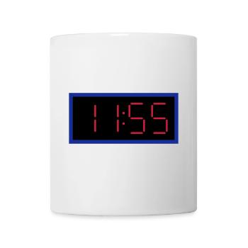 ★ Designfarben änderbar ★ Digitaluhr 11:55 Uhr - Tasse - Weiß - Vorne