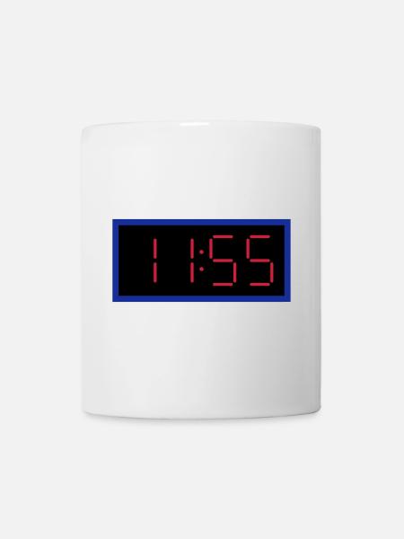 ★ Designfarben änderbar ★ Digitaluhr 11:55 Uhr - Tasse - Weiß