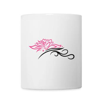 Lotus mit Tribal, Wellness, Yoga - Tasse - Weiß - Vorne